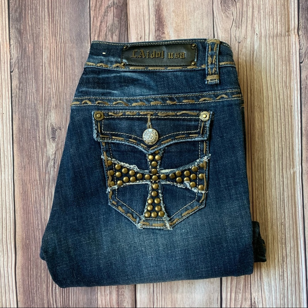LA Idol Embellished Denim Jeans Size 11